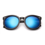Black Round Arrow Arm Blue Mirror Polarized Lens Sunglasses